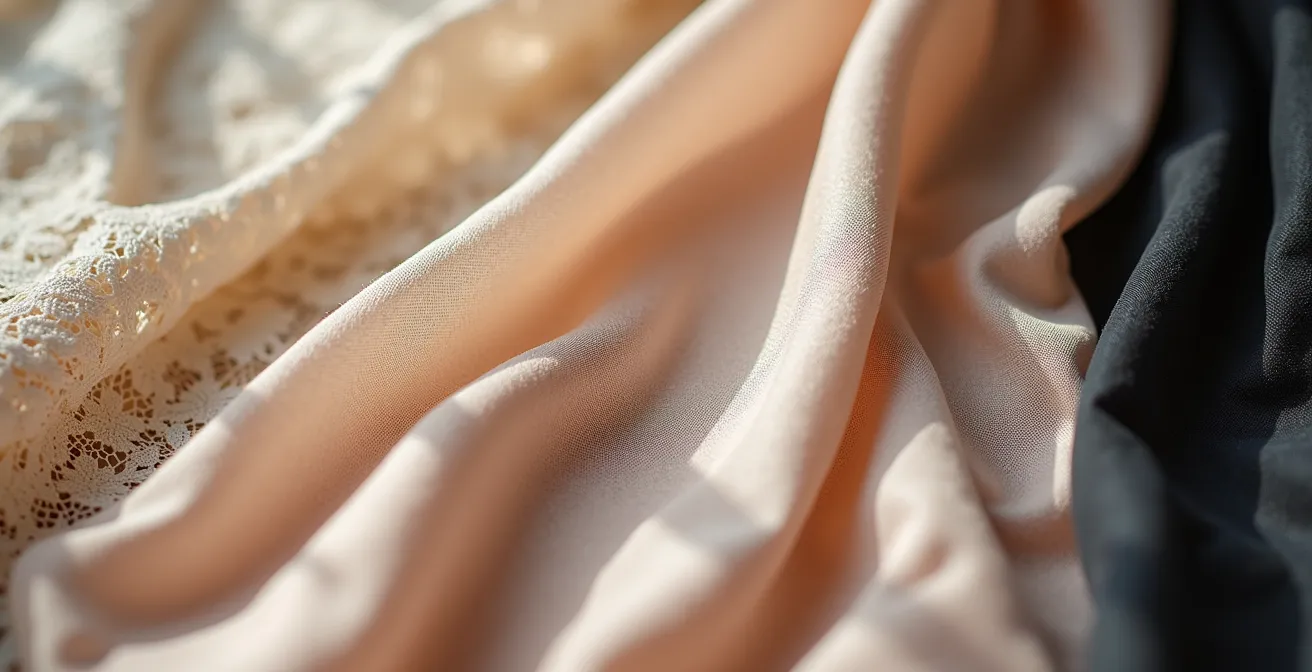 Différentes textures de tissus de lingerie élégamment disposées