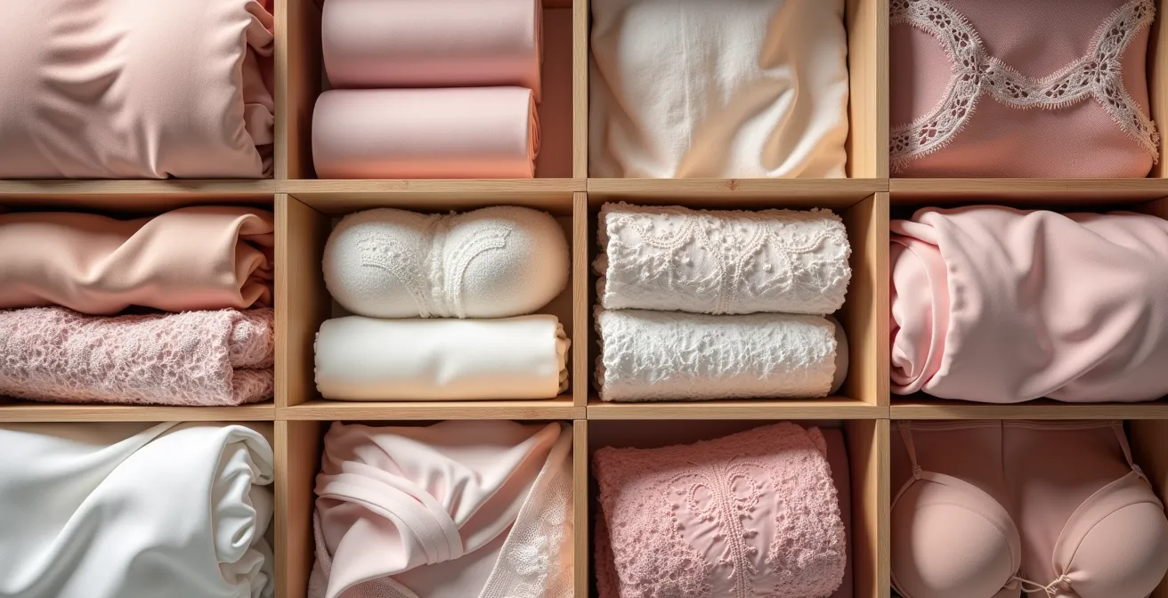 Tiroir de lingerie parfaitement organisé avec séparateurs