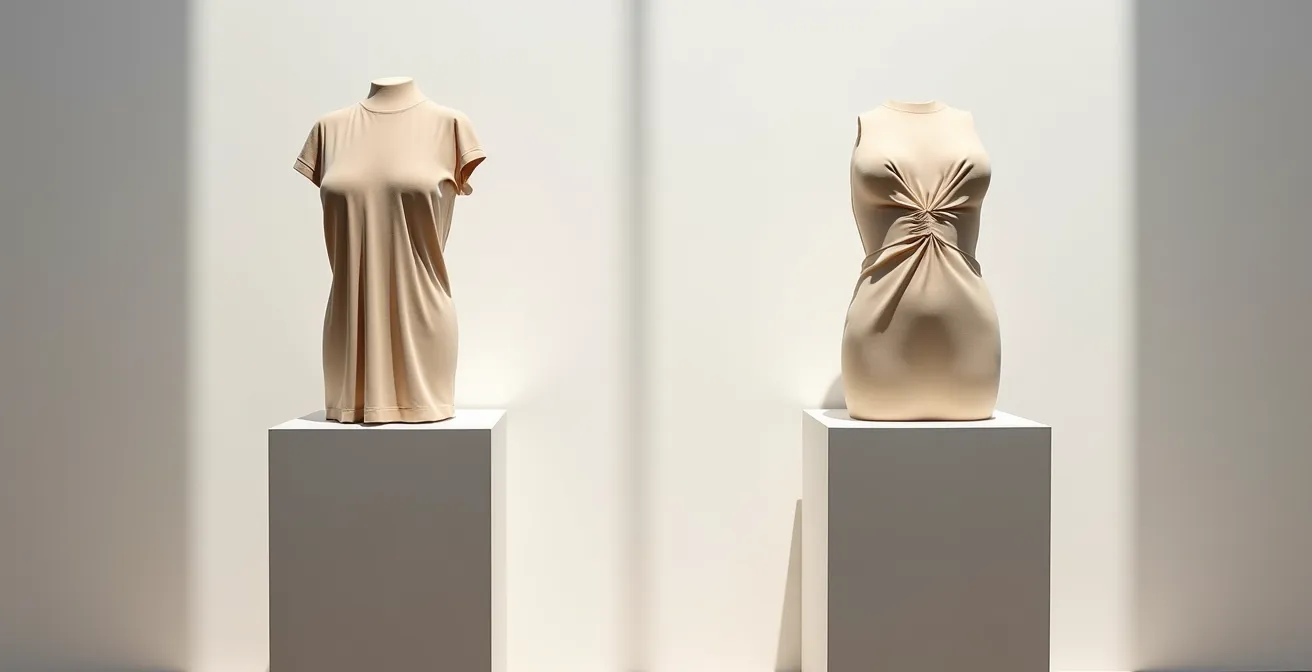 Comparaison visuelle de l'effet d'un shorty sur la silhouette vue de profil