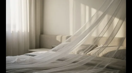 Portrait artistique en plan moyen d'une silhouette féminine suggérée à travers un voilage translucide, évoquant l'effet seconde peau de la lingerie invisible