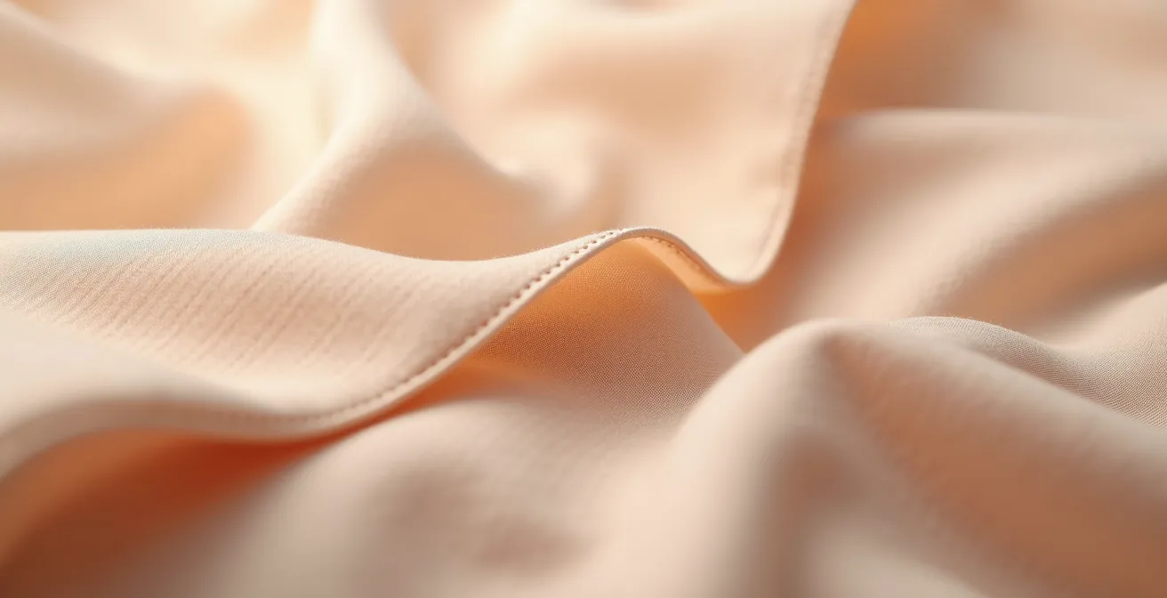 Détail macro de la technologie de thermocollage sur tissu microfibre