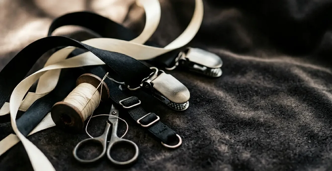 Composition élégante évoquant l'art de porter un porte-jarretelles avec raffinement et maintien parfait