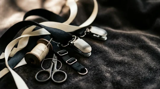 Composition élégante évoquant l'art de porter un porte-jarretelles avec raffinement et maintien parfait