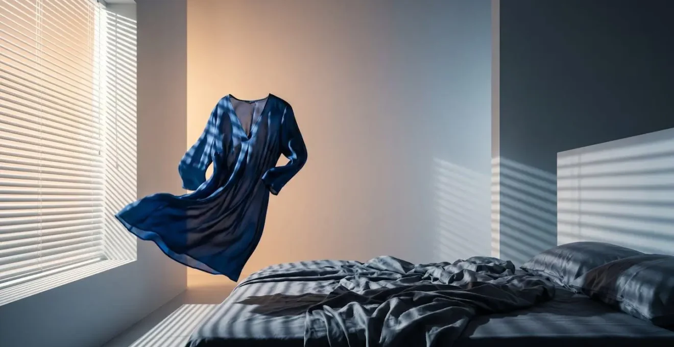 Composition symbolique évoquant le tempo et la chorégraphie du déshabillage à travers le mouvement et la lumière