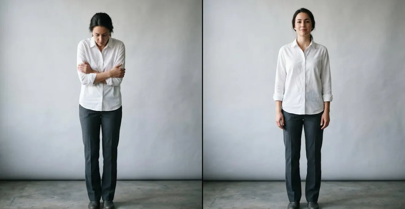 Transformation de la perception d'une tenue simple par la posture et l'attitude corporelle confiante