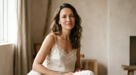 Une femme confiante dans une posture élégante évoquant la séduction subtile et l'affirmation de soi au-delà des clichés