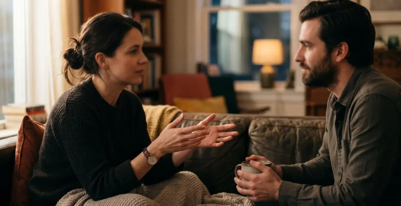 Deux personnes en conversation intime illustrant la communication et le consentement préalable